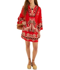 Farm Rio Ainika Garden Red Mini Dress