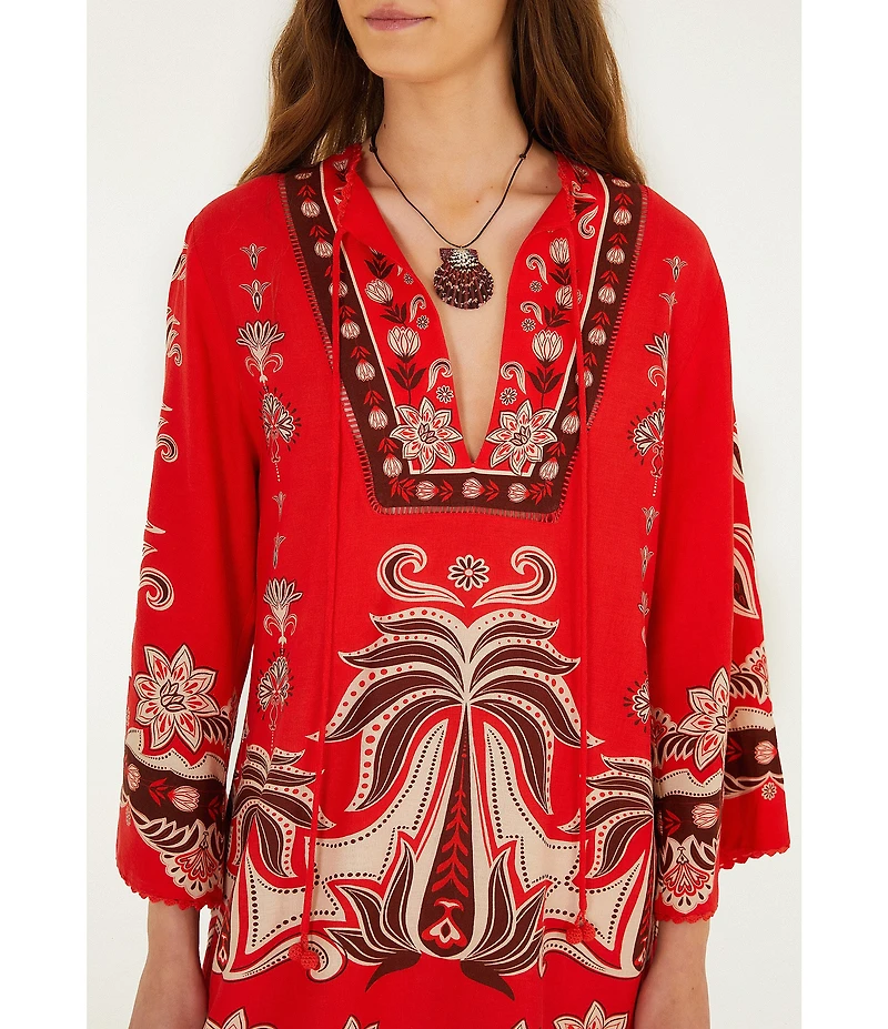 Farm Rio Ainika Garden Red Mini Dress
