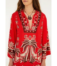 Farm Rio Ainika Garden Red Mini Dress