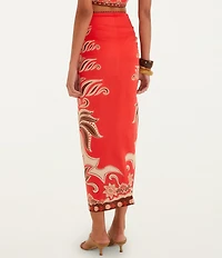 Farm Rio Ainika Garden Red Skirt Swim Cover-Up