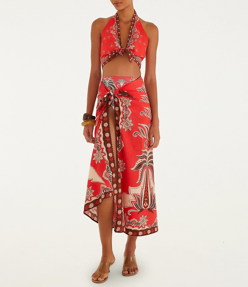 Farm Rio Ainika Garden Red Skirt Swim Cover-Up