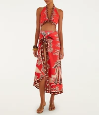 Farm Rio Ainika Garden Red Skirt Swim Cover-Up