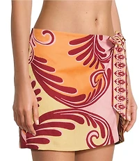 Farm Rio Arabesc Soft Yellow Print Mini Skirt Swim Cover-Up