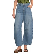 Farm Rio Barrel Leg Mid Rise Denim Jeans