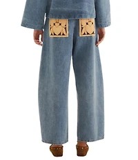 Farm Rio Blue Richelieu Embroidered High Rise Denim Jeans