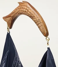 Farm Rio Coast Stars Off-White Satin Fish Medium Handle Scarf Bag