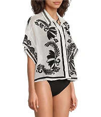 Farm Rio Copacabana Beach Off White Fishnet Blouse Swim Cover-Up