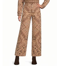Farm Rio Cosmopolitan Full Print High Rise Barrel Leg Coordinating Twill Pants