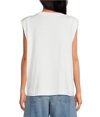 Farm Rio Embroidered Birds On Branch Crew Neck Cap Sleeve T-Shirt