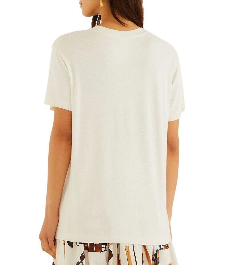 Farm Rio Equestrian Graphic Crew Neck Short Sleeve Slim T-Shirt