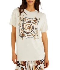 Farm Rio Equestrian Graphic Crew Neck Short Sleeve Slim T-Shirt
