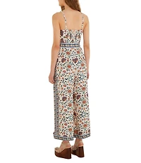 Farm Rio Floral Delhi Tapestry Sweetheart Neckline Sleeveless Belted Jumpsuit