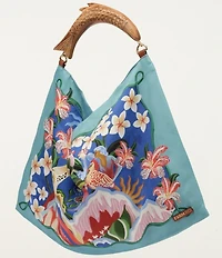 Farm Rio Garden of Life Satin Scarf Fish Small Handle Scarf Bag