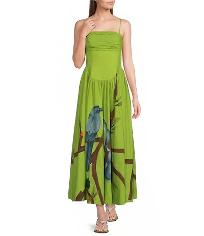 Farm Rio Green Sleeveless Maxi Dress