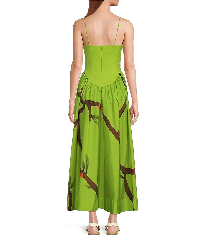 Farm Rio Green Sleeveless Maxi Dress