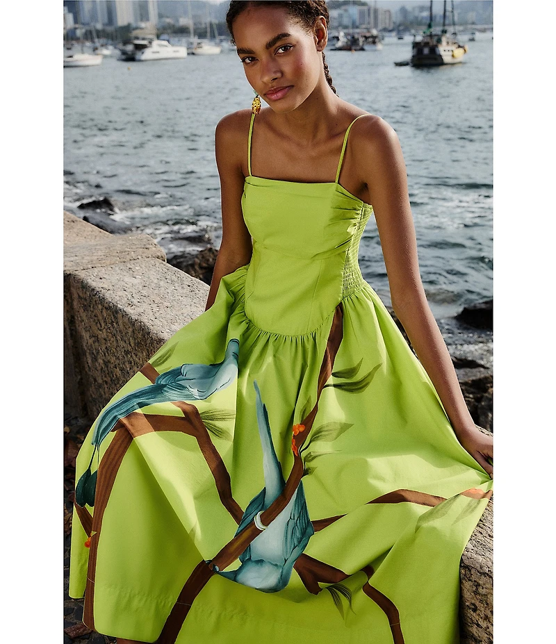 Farm Rio Green Sleeveless Maxi Dress