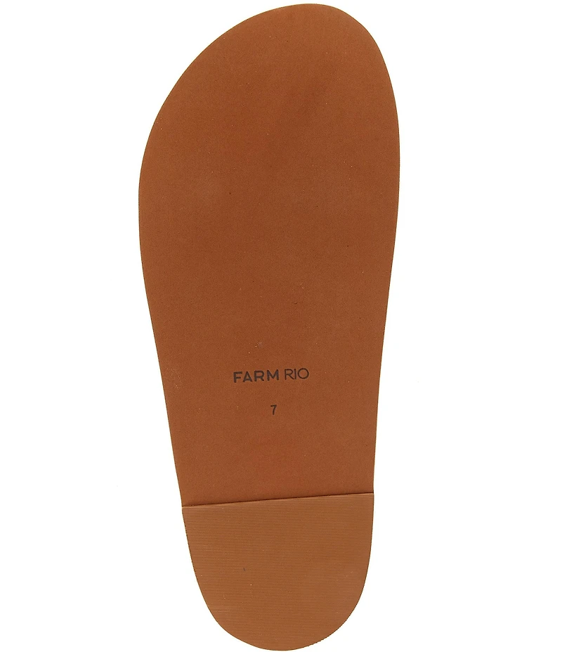 FARM Rio Lace Leather Anatomical Footbed Laser Cut Studded Mules