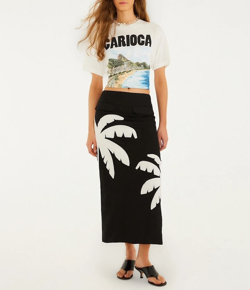 Farm Rio Landscape Carioca Off-White Crew Neck Short Sleeve Relaxed T-Shirt