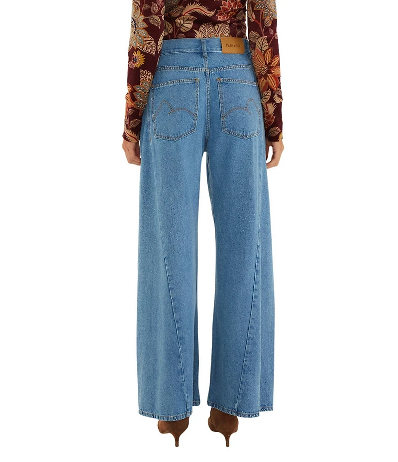 Farm Rio Light Denim High Rise Wide Leg Pants