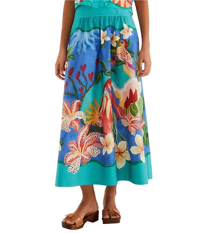 Farm Rio Multicolor Garden Of Life Print Midi Coordinating Skirt