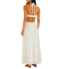 Farm Rio Off-White Coast Stars 3D Bodice Halter Neck Sleeveless Maxi Dress