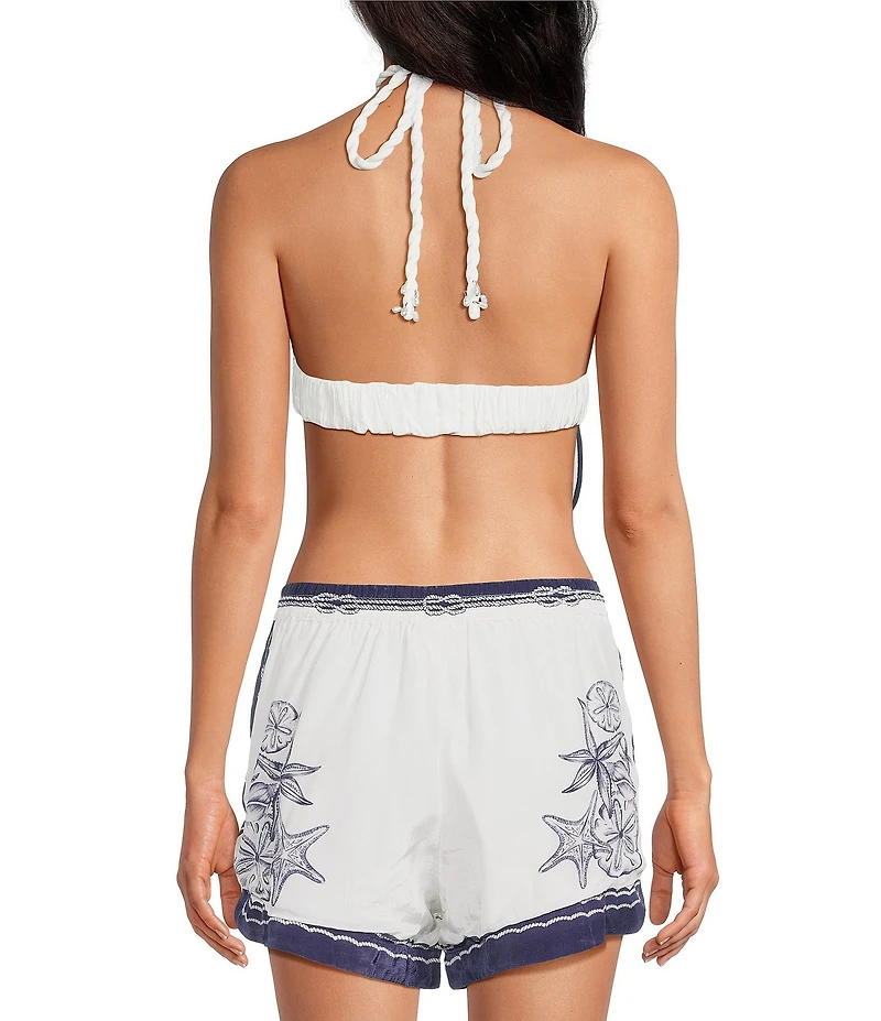 FARM Rio Off-White Coast Stars 3D Sleeveless Halter Neck Top
