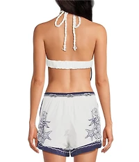 FARM Rio Off-White Coast Stars 3D Sleeveless Halter Neck Top