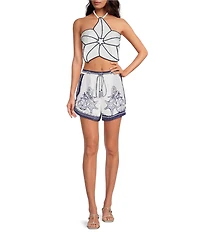 FARM Rio Off-White Coast Stars 3D Sleeveless Halter Neck Top