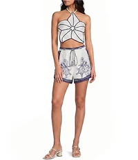 Farm Rio Off-White Coast Stars 3D Sleeveless Halter Neck Top