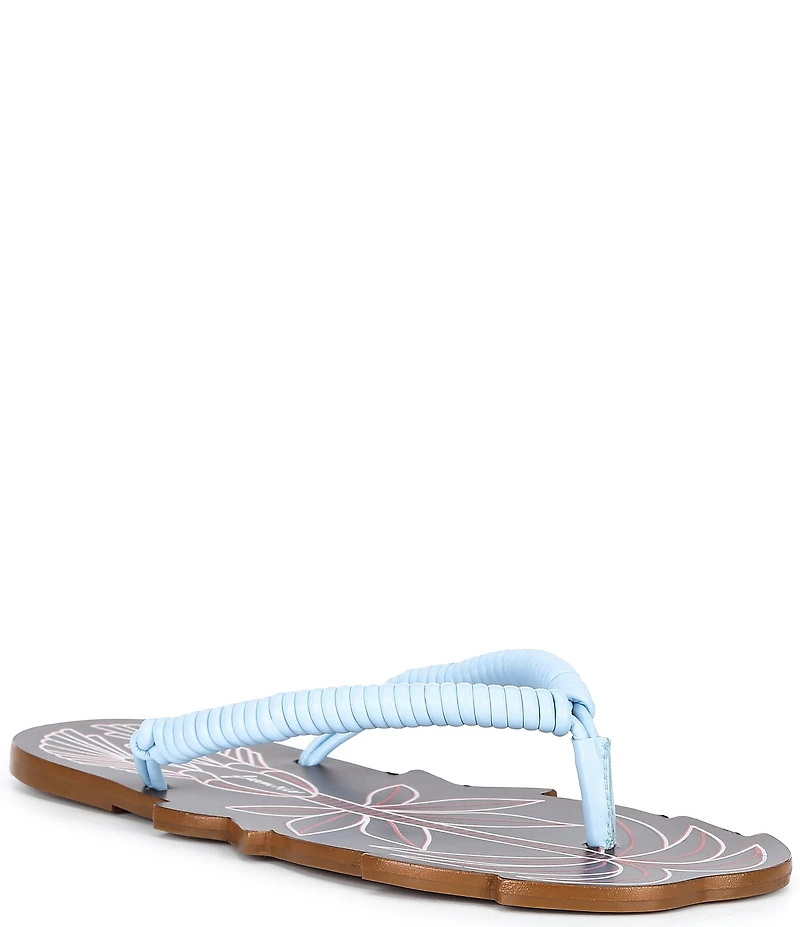 Farm Rio Palmtree Cuoio Leather Flip Flops
