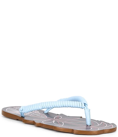 Farm Rio Palmtree Cuoio Leather Flip Flops