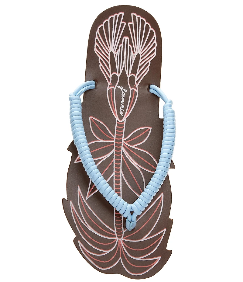 Farm Rio Palmtree Cuoio Leather Flip Flops