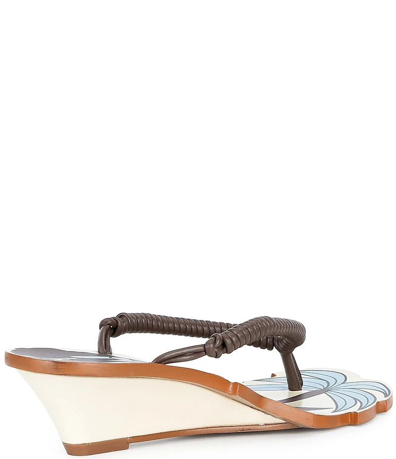 Farm Rio Palmtree Cuoio Thong Wedge Sandals