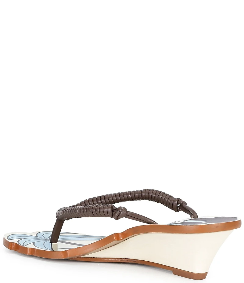 Farm Rio Palmtree Cuoio Thong Wedge Sandals