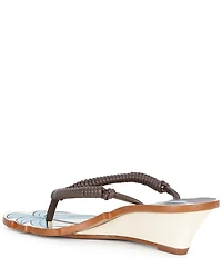 Farm Rio Palmtree Cuoio Thong Wedge Sandals