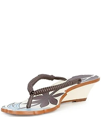 Farm Rio Palmtree Cuoio Thong Wedge Sandals