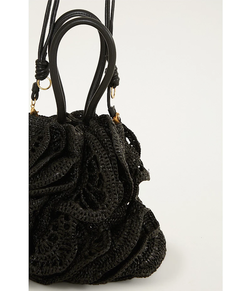 Farm Rio Raffia Flower Bucket Bag