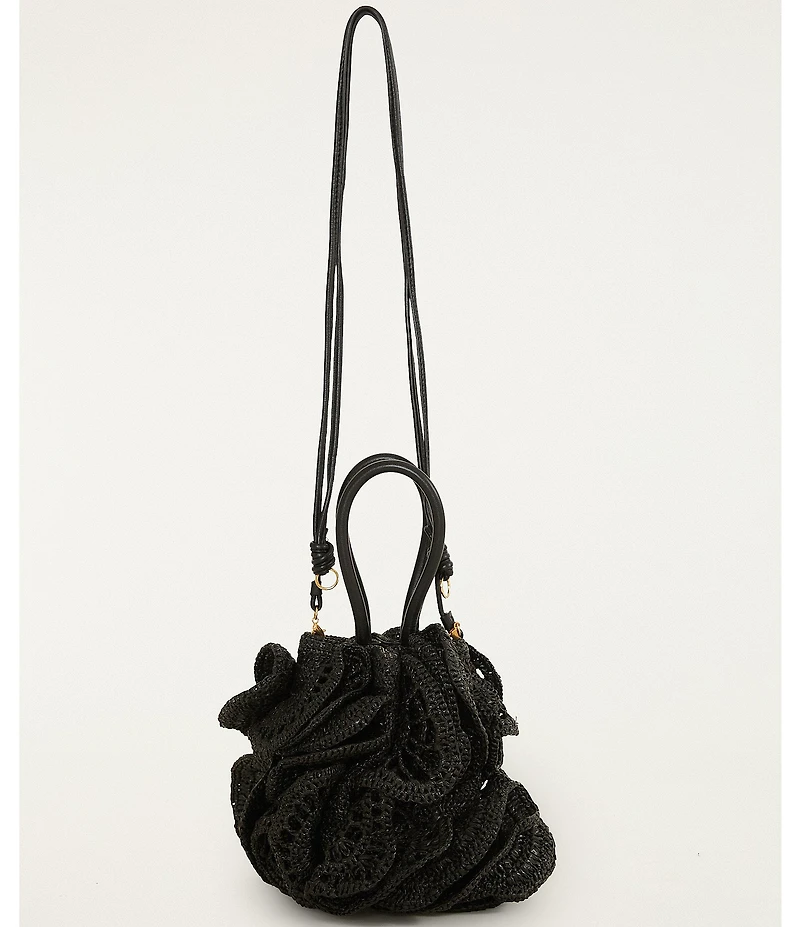 Farm Rio Raffia Flower Bucket Bag