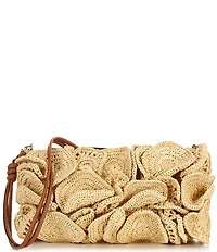 Farm Rio Raffia Flower Clutch Bag