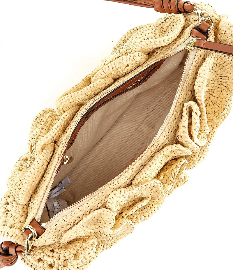 Farm Rio Raffia Flower Clutch Bag