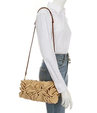 Farm Rio Raffia Flower Clutch Bag