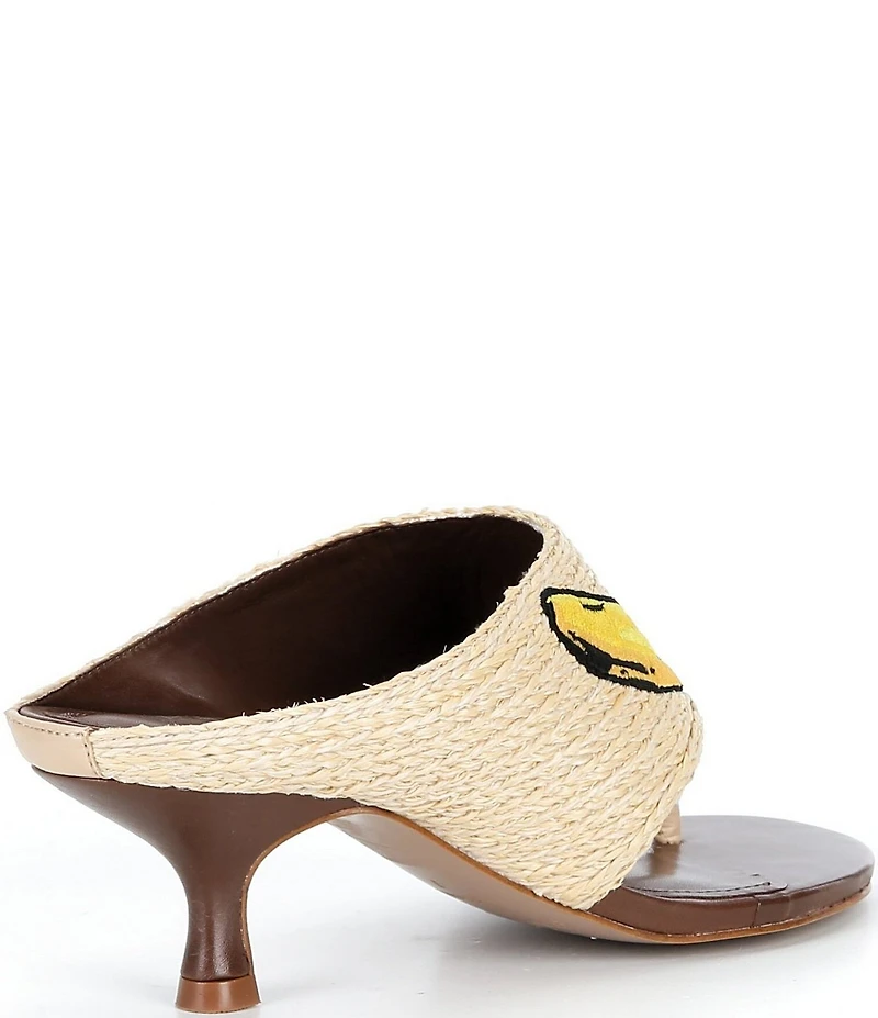 Farm Rio Raffia Icons Banana Kitten Heel Thong Slide Sandals