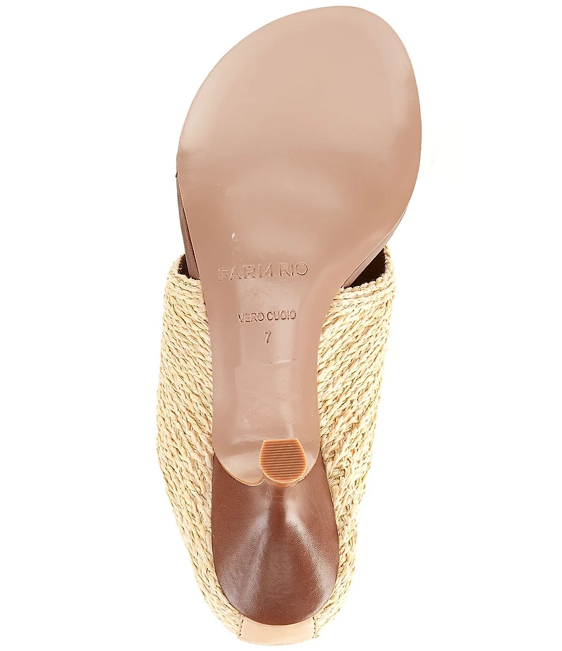 Farm Rio Raffia Icons Banana Kitten Heel Thong Slide Sandals