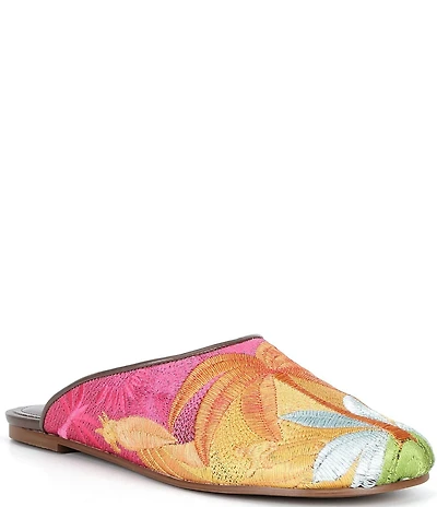 Farm Rio Raffia Icons Embroidered Flat Mules