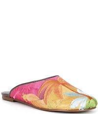 Farm Rio Raffia Icons Embroidered Flat Mules