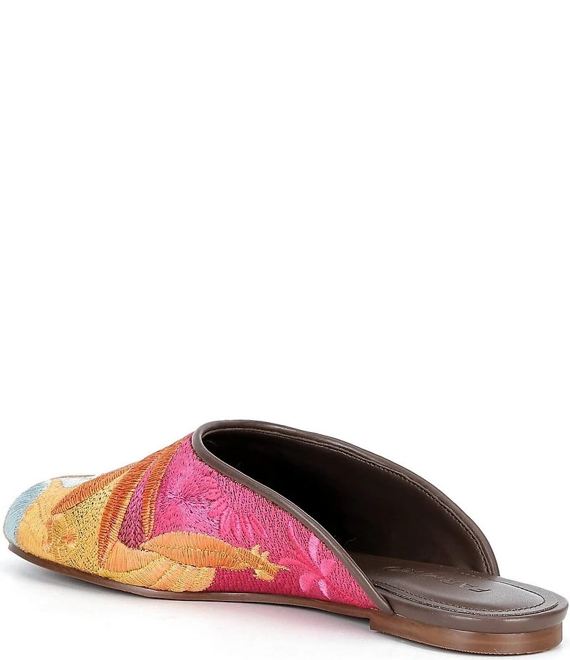Farm Rio Raffia Icons Embroidered Flat Mules
