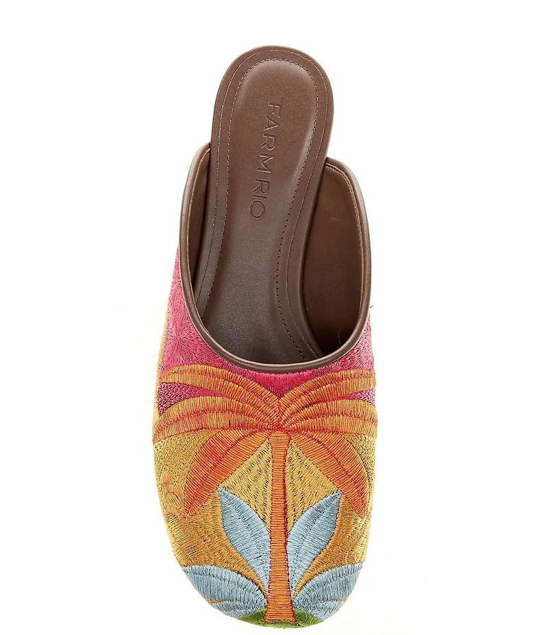 Farm Rio Raffia Icons Embroidered Flat Mules