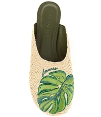 Farm Rio Raffia Icons Monstera Leaf Mules