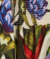 FARM Rio Sand Florart Strapless Tiered Maxi Dress