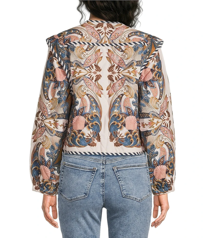 Farm Rio Sea Garden Scarf Print Long Sleeve Jacket